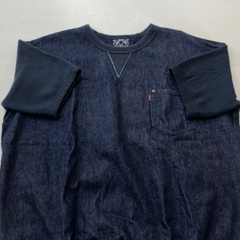 【中古品】【メンズ】 EVISU エビス DOCKING DENIM S/S SWEAT ドッキング デニム ショートスリーブ スウェット 半袖 トップス 145-260804-sa-10-tei サイズ：42 カラー：インディゴ 万代Net店