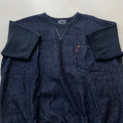 【中古品】【メンズ】 EVISU エビス DOCKING DENIM S/S SWEAT ドッキング デニム ショートスリーブ スウェット 半袖 トップス 145-260804-sa-10-tei サイズ：42 カラー：インディゴ 万代Net店