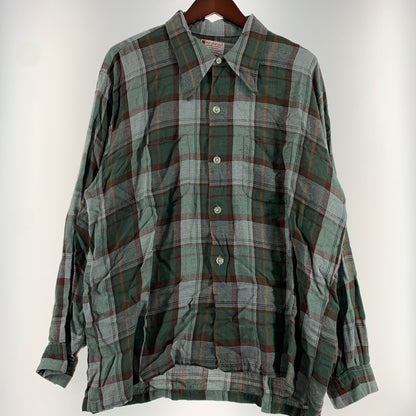 【現状渡し品】【メンズ】 Mac Phergus マックファーガス RAYON L/S CHECK SHIRT VINTAGE レーヨン ロングスリーブ チェック シャツ 長袖 トップス ラグジュアリー フランネル ヴィンテージ 145-260802-ko-04-tei サイズ：XL カラー：グリーン 万代Net店