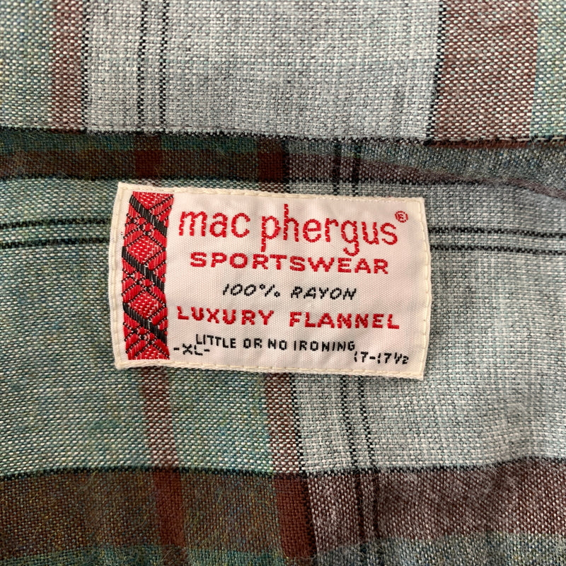 【現状渡し品】【メンズ】 Mac Phergus マックファーガス RAYON L/S CHECK SHIRT VINTAGE レーヨン ロングスリーブ チェック シャツ 長袖 トップス ラグジュアリー フランネル ヴィンテージ 145-260802-ko-04-tei サイズ：XL カラー：グリーン 万代Net店