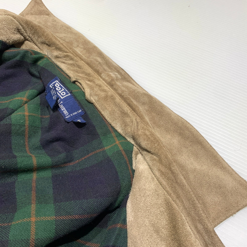 【現状渡し品】【メンズ】 POLO RALPH LAUREN ポロ・ラルフローレン SUEDE LEATHER SWING-TOP JACKET スエード レザー スイングトップ ジャケット アウター 145-260802-ko-07-tei サイズ：M カラー：ベージュ 万代Net店
