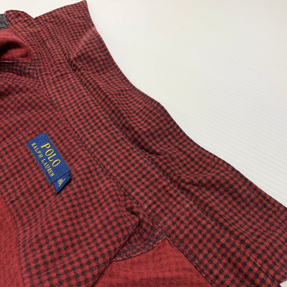 【中古品】【メンズ】 POLO RALPH LAUREN ポロ・ラルフローレン CHIN STRAP L/S CHECK SHIRT チン ストラップ ロングスリーブ チェック シャツ 長袖 トップス 145-260802-ko-03-tei サイズ：M カラー：レッド 万代Net店
