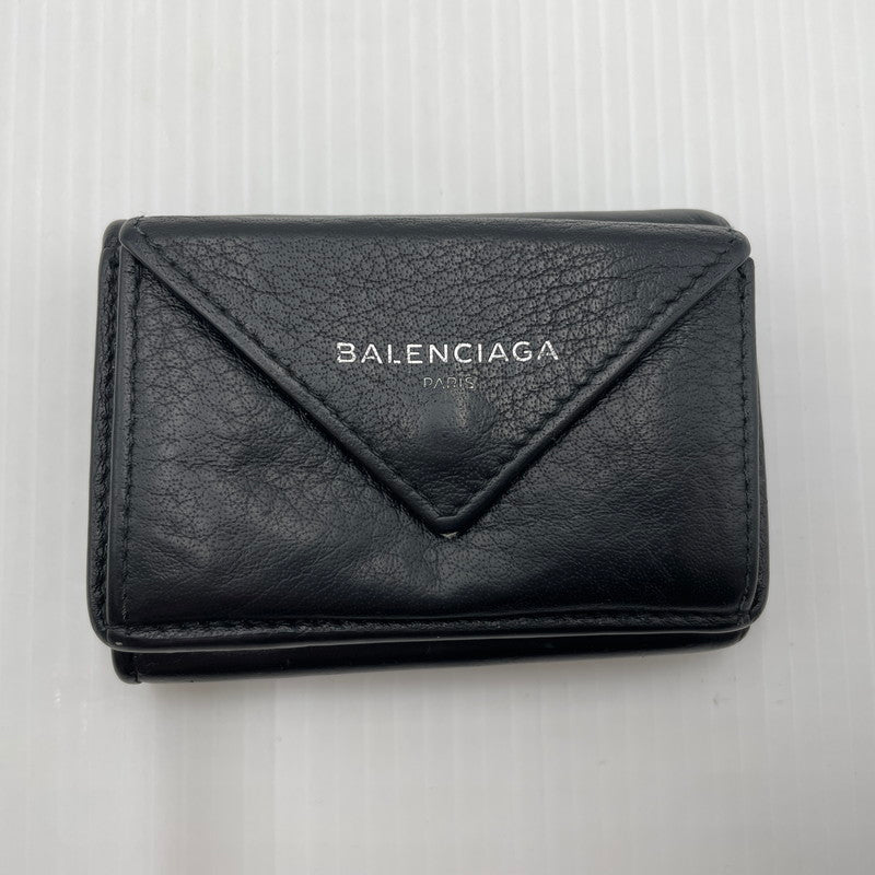 【中古品】【メンズ】 BALENCIAGA バレンシアガ PAPIER MINI WALLET 391446 DLQON ペーパー ミニ ウォレット 三つ折り財布 181-260804-yo-05-tei カラー：ブラック 万代Net店