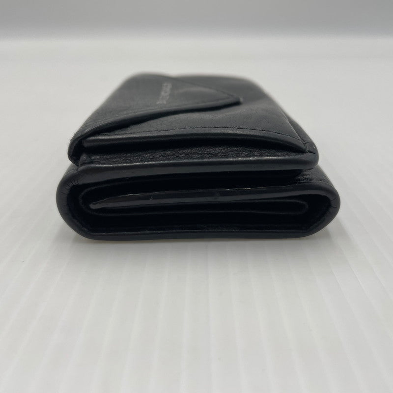 【中古品】【メンズ】 BALENCIAGA バレンシアガ PAPIER MINI WALLET 391446 DLQON ペーパー ミニ ウォレット 三つ折り財布 181-260804-yo-05-tei カラー：ブラック 万代Net店