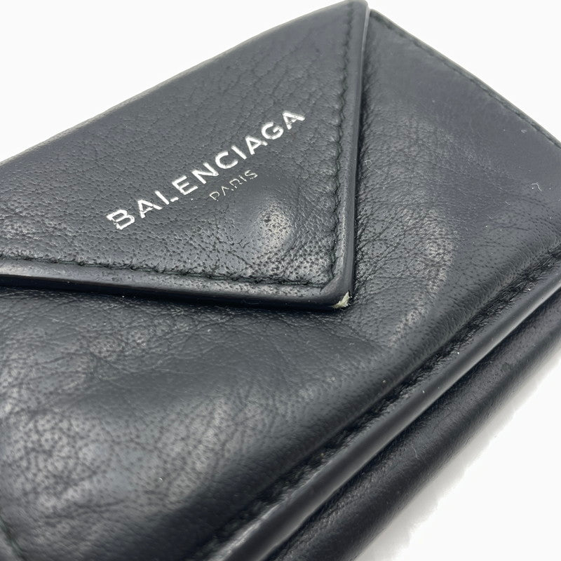 【中古品】【メンズ】 BALENCIAGA バレンシアガ PAPIER MINI WALLET 391446 DLQON ペーパー ミニ ウォレット 三つ折り財布 181-260804-yo-05-tei カラー：ブラック 万代Net店