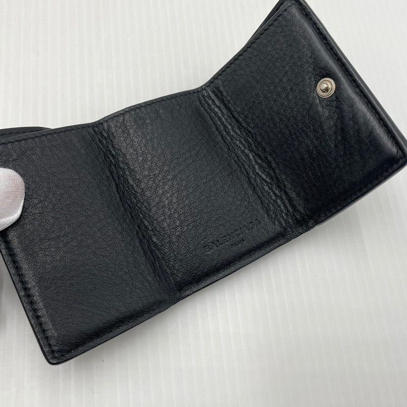 【中古品】【メンズ】 BALENCIAGA バレンシアガ PAPIER MINI WALLET 391446 DLQON ペーパー ミニ ウォレット 三つ折り財布 181-260804-yo-05-tei カラー：ブラック 万代Net店