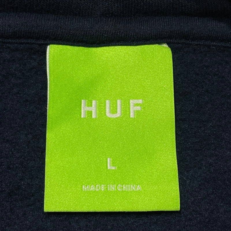【中古品】【メンズ】 HUF ハフ LOGO PRINT PULLOVER HOODIE ロゴ プリント プルオーバー フーディー 長袖 トップス パーカー 142-260808-sa-08-tei サイズ：L カラー：ネイビー 万代Net店