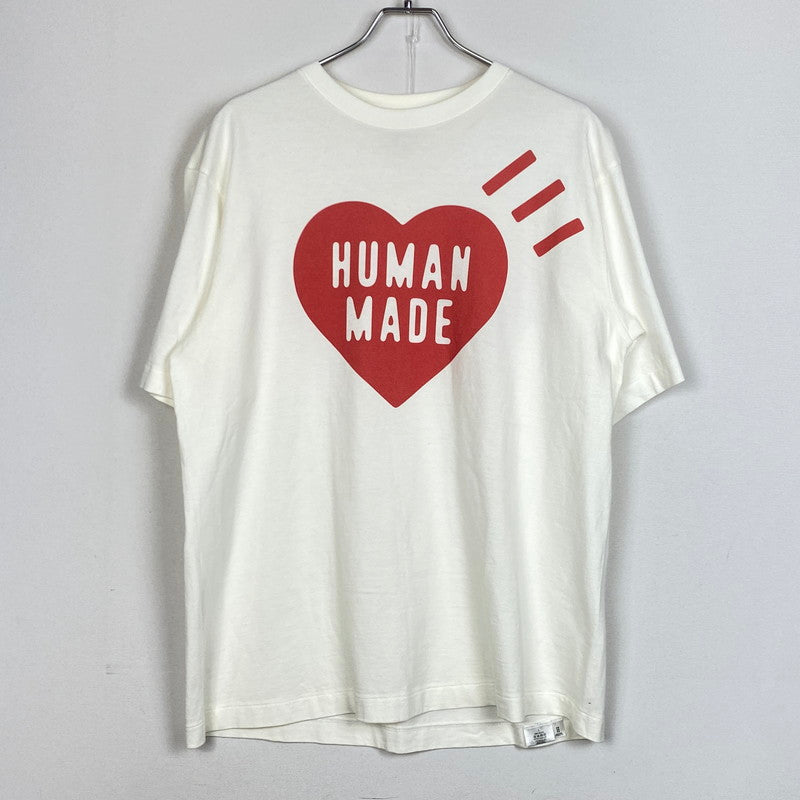 【中古品】【メンズ】 HUMANMADE ヒューマンメイド HEART LOGO TEE ハート ロゴ Tシャツ 半袖 トップス 142-260803-sa-16-tei サイズ：L カラー：ホワイト 万代Net店