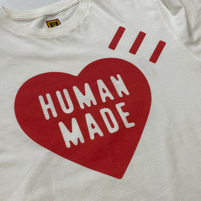 【中古品】【メンズ】 HUMANMADE ヒューマンメイド HEART LOGO TEE ハート ロゴ Tシャツ 半袖 トップス 142-260803-sa-16-tei サイズ：L カラー：ホワイト 万代Net店