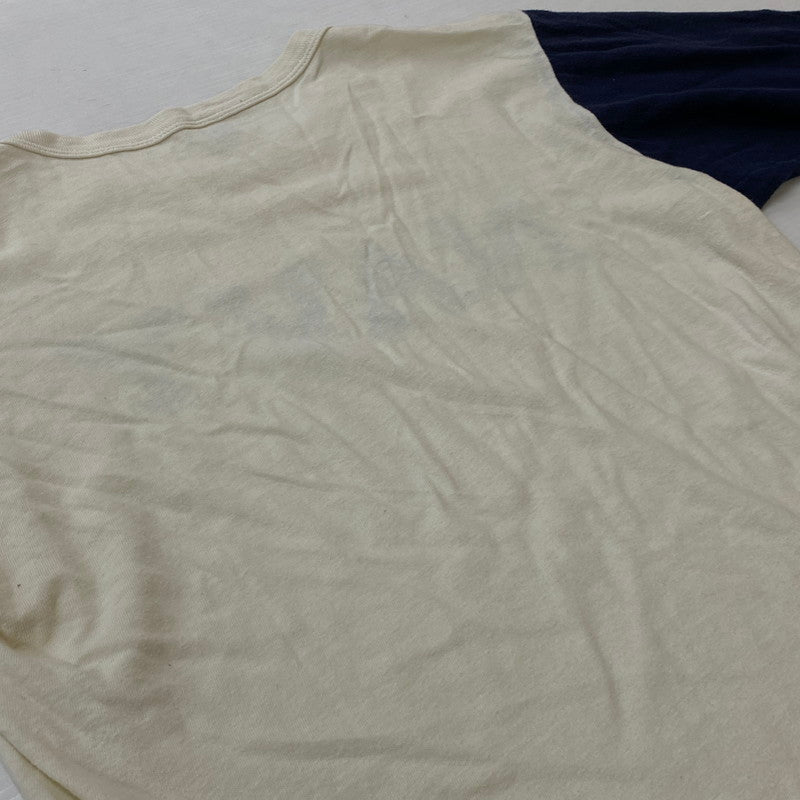 【現状渡し品】【メンズ】 CAHMPION チャンピオン 80's VINTAGE BASEBALL TEE "NAVY" 80年代 ヴィンテージ ベースボール Tシャツ ネイビー 半袖 トップス 145-260803-sa-14-tei サイズ：L カラー：ホワイト 万代Net店