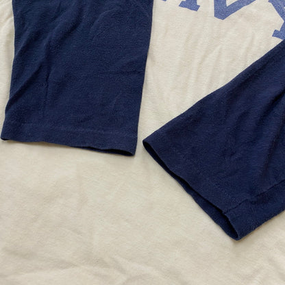 【現状渡し品】【メンズ】 CAHMPION チャンピオン 80's VINTAGE BASEBALL TEE "NAVY" 80年代 ヴィンテージ ベースボール Tシャツ ネイビー 半袖 トップス 145-260803-sa-14-tei サイズ：L カラー：ホワイト 万代Net店