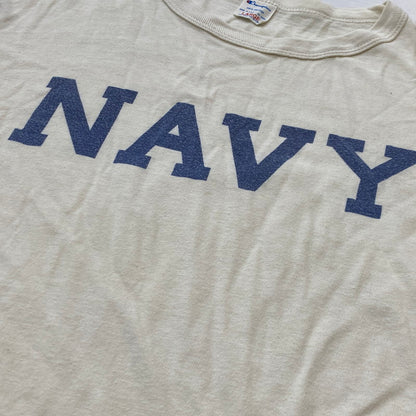 【現状渡し品】【メンズ】 CAHMPION チャンピオン 80's VINTAGE BASEBALL TEE "NAVY" 80年代 ヴィンテージ ベースボール Tシャツ ネイビー 半袖 トップス 145-260803-sa-14-tei サイズ：L カラー：ホワイト 万代Net店
