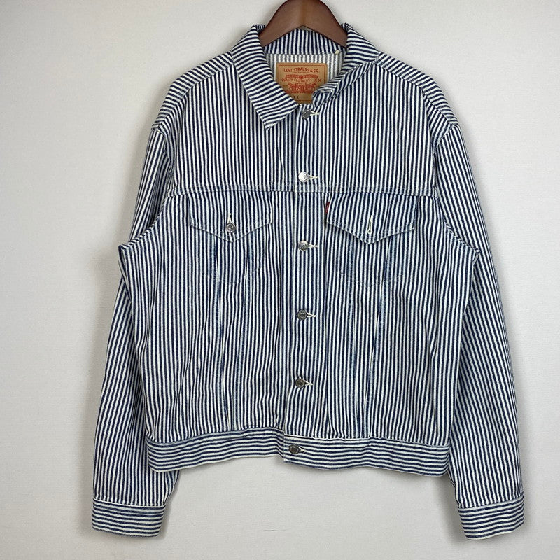 【中古品】【メンズ】 LEVI'S リーバイス ×NIGO HICKORY STRIPE ニゴー ヒッコリー ストライプ TRUCKER JACKET PC9-A5904-0000 557XX トラッカー ジャケット アウター 145-260803-sa-05-tei サイズ：44 カラー：ネイビー 万代Net店