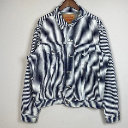 【中古品】【メンズ】 LEVI'S リーバイス ×NIGO HICKORY STRIPE ニゴー ヒッコリー ストライプ TRUCKER JACKET PC9-A5904-0000 557XX トラッカー ジャケット アウター 145-260803-sa-05-tei サイズ：44 カラー：ネイビー 万代Net店