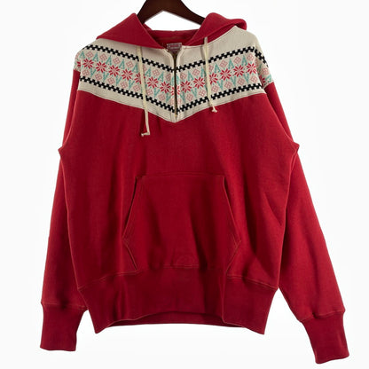 【中古品】【メンズ】 CUSHMAN クッシュマン HALF ZIP HOODIE ハーフ ジップ フーディー 長袖 トップス プルオーバーパーカー 145-260808-sa-07-tei サイズ：L カラー：レッド 万代Net店