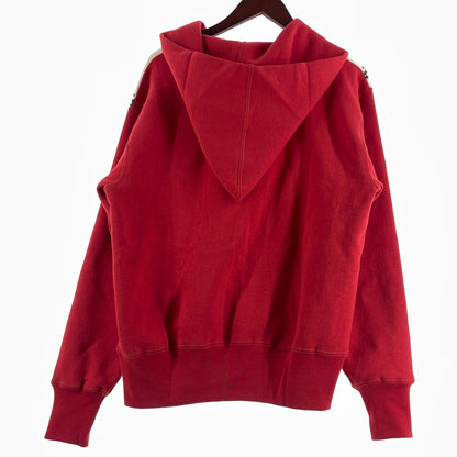 【中古品】【メンズ】 CUSHMAN クッシュマン HALF ZIP HOODIE ハーフ ジップ フーディー 長袖 トップス プルオーバーパーカー 145-260808-sa-07-tei サイズ：L カラー：レッド 万代Net店