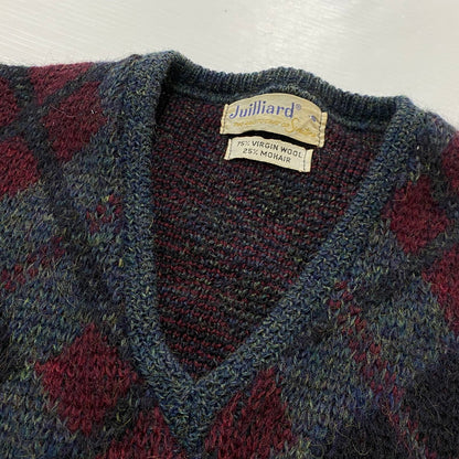 【中古品】【メンズ】 JUILLIARD ジュリアード 60~70's VINTAGE MOHAIR V NECK SWEATER 60～70年代 ヴィンテージ モヘア ブイ ネック セーター 長袖 トップス 145-251130-aa-01-tei サイズ：S カラー：アーガイル柄 万代Net店