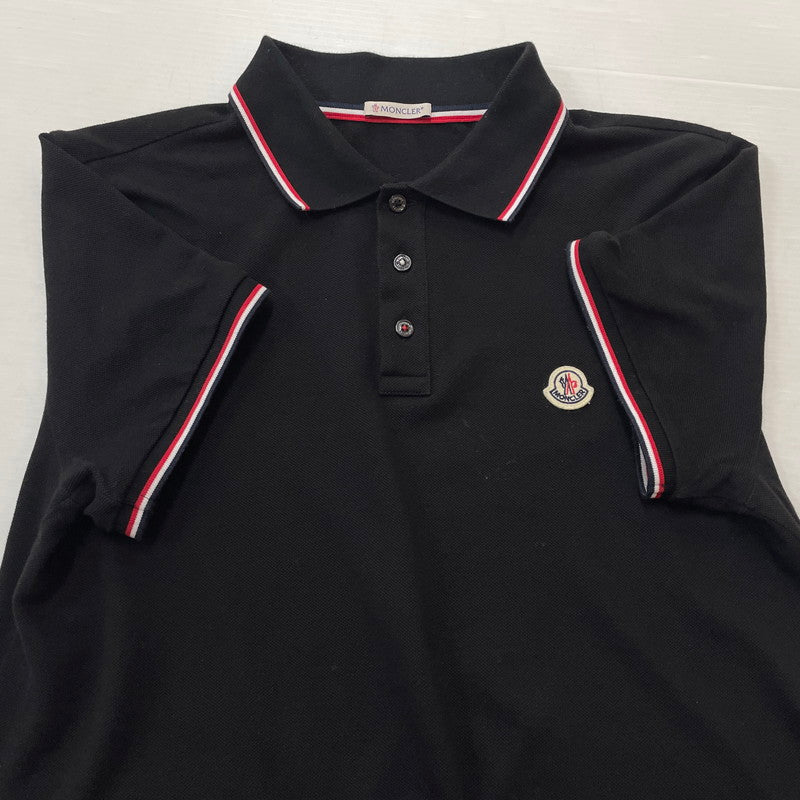 【中古品】【メンズ】 MONCLER モンクレール MAGLIA POLO MANICA L0918A70300 84556 マーリア ポロ マニカカミーチャ 半袖 トップス シャツ 141-260804-sa-05-tei サイズ：M カラー：ブラック 万代Net店
