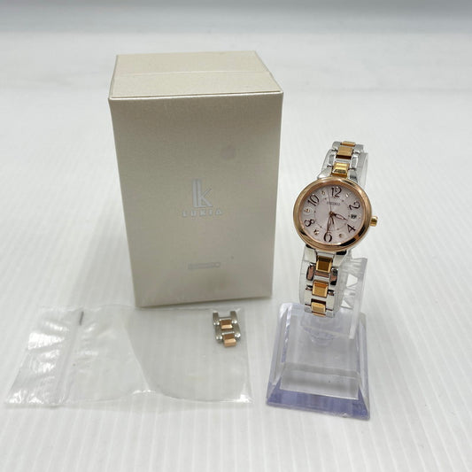 【中古品】【レディース】 SEIKO セイコー LUKIA ルキア 1B22-0CS0 電波ソーラー 腕時計 197-260804-yo-03-tei カラー：ピンクゴールドシルバー 万代Net店