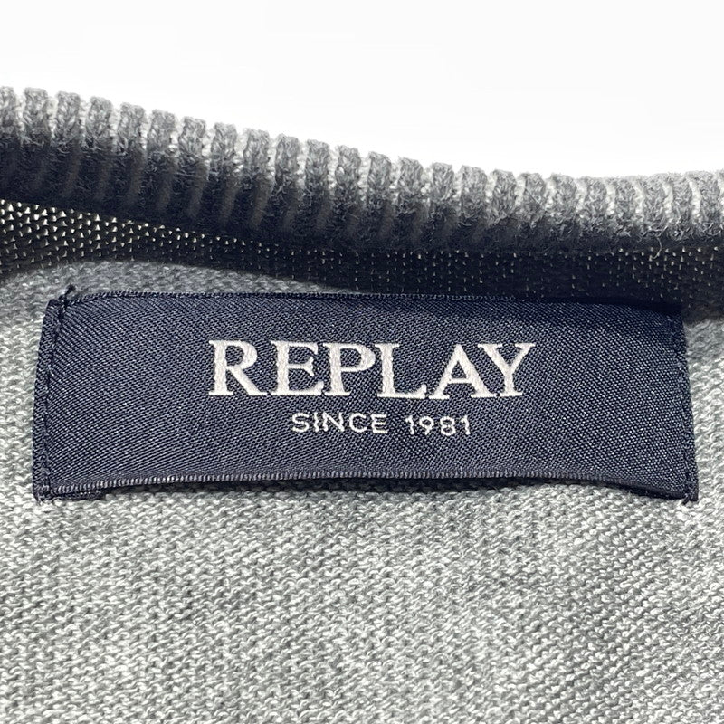 【中古品】【メンズ】 REPLAY リプレイ OMBRE SOFTCOTTON S/S KNIT UK4718.000.G20785A オンブレ ソフトコットン ショートスリーブ ニット 半袖 トップス 141-260805-sa-02-tei サイズ：S カラー：オリーブ 万代Net店