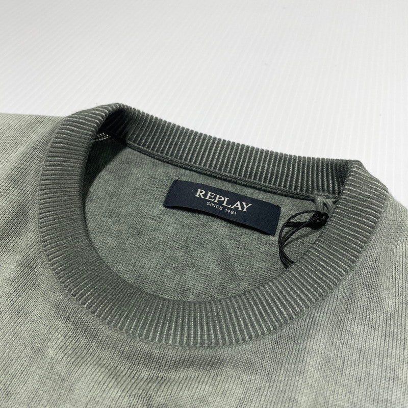 【中古品】【メンズ】 REPLAY リプレイ OMBRE SOFTCOTTON S/S KNIT UK4718.000.G20785A オンブレ ソフトコットン ショートスリーブ ニット 半袖 トップス 141-260805-sa-02-tei サイズ：S カラー：オリーブ 万代Net店