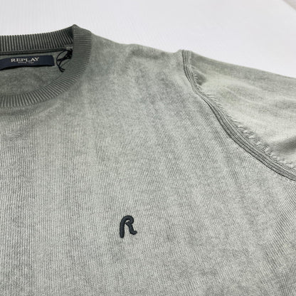【中古品】【メンズ】 REPLAY リプレイ OMBRE SOFTCOTTON S/S KNIT UK4718.000.G20785A オンブレ ソフトコットン ショートスリーブ ニット 半袖 トップス 141-260805-sa-02-tei サイズ：S カラー：オリーブ 万代Net店