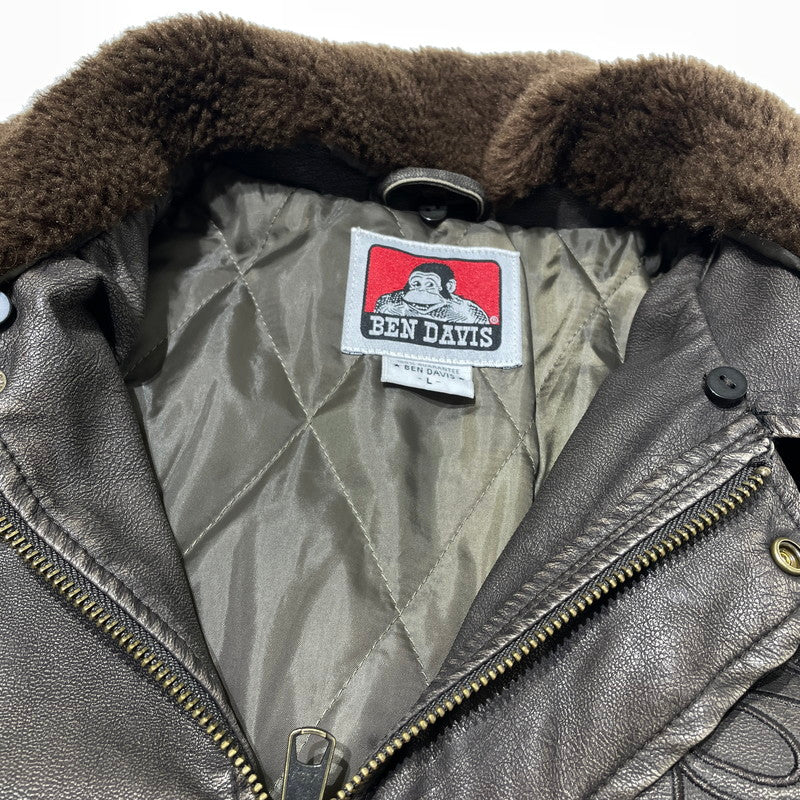 【中古品】【メンズ】 BEN DAVIS ベン デイビス FAKE LEATHER JACKET T-25780011 フェイク レザー ジャケット アウター 147-260805-sa-03-tei サイズ：L カラー：ブラウン 万代Net店