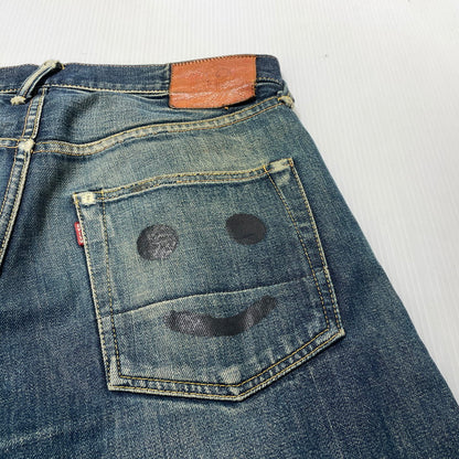 【現状渡し品】【メンズ】 EVISU エヴィス SEA GULL SMILE PAINT DENIM PANTS NO.2 カモメ スマイル ペイント デニム パンツ ボトムス ジーンズ 156-260809-sa-03-tei サイズ：33 カラー：インディゴ 万代Net店