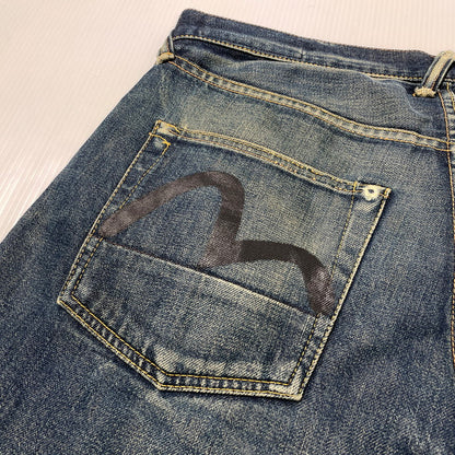 【現状渡し品】【メンズ】 EVISU エヴィス SEA GULL SMILE PAINT DENIM PANTS NO.2 カモメ スマイル ペイント デニム パンツ ボトムス ジーンズ 156-260809-sa-03-tei サイズ：33 カラー：インディゴ 万代Net店