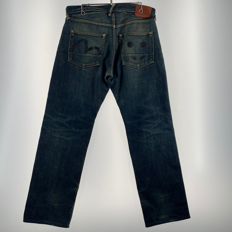 【現状渡し品】【メンズ】 EVISU エヴィス SEA GULL SMILE PAINT DENIM PANTS NO.2 カモメ スマイル ペイント デニム パンツ ボトムス ジーンズ 156-260809-sa-03-tei サイズ：33 カラー：インディゴ 万代Net店