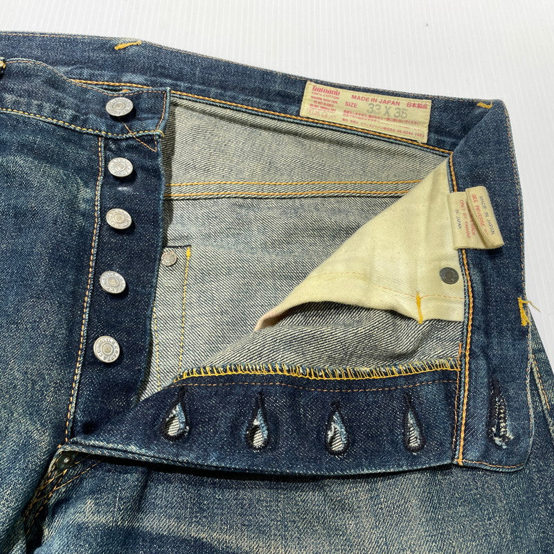 【現状渡し品】【メンズ】 EVISU エヴィス SEA GULL SMILE PAINT DENIM PANTS NO.2 カモメ スマイル ペイント デニム パンツ ボトムス ジーンズ 156-260809-sa-03-tei サイズ：33 カラー：インディゴ 万代Net店