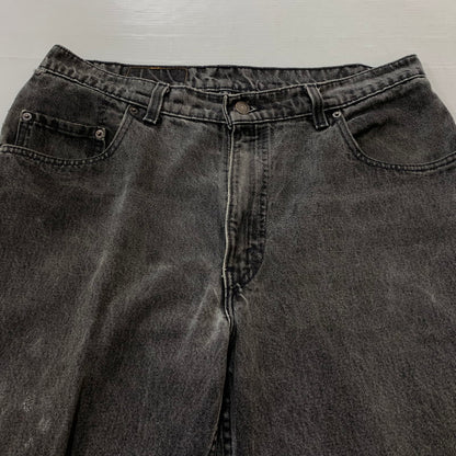 【現状渡し品】【メンズ】 Levi’s リーバイス 560 LOOSE FIT TAPERED LEG DENIM PANTS ルーズフィット テーパードレッグ デニムパンツ ボトムス ジーンズ ボタン裏刻印527 156-260810-ss-08-tei サイズ：36/※リペア、裾ダメージ有 カラー：ブラック 万代Net店