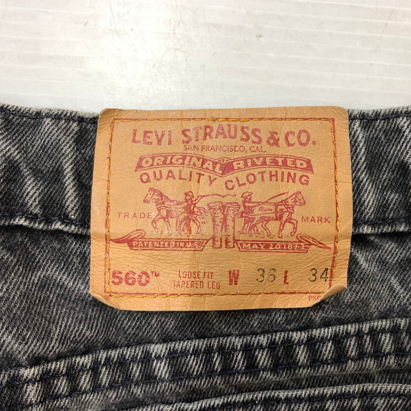 【現状渡し品】【メンズ】 Levi’s リーバイス 560 LOOSE FIT TAPERED LEG DENIM PANTS ルーズフィット テーパードレッグ デニムパンツ ボトムス ジーンズ ボタン裏刻印527 156-260810-ss-08-tei サイズ：36/※リペア、裾ダメージ有 カラー：ブラック 万代Net店