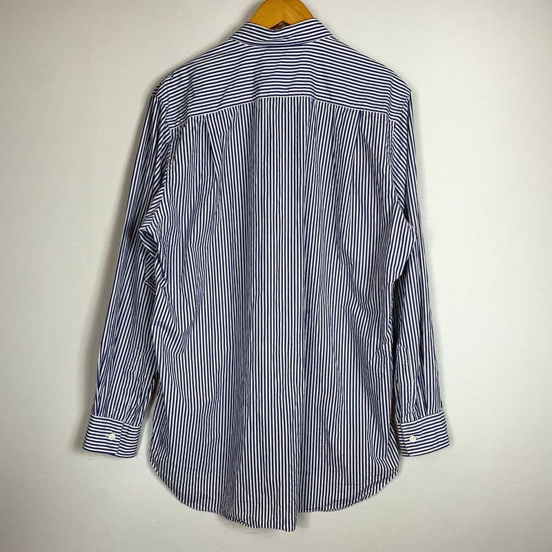 【中古品】【メンズ】 PLAY COMME DES GARCONS プレイコムデギャルソン STRIPE SHIRT WITH BLACK EMBLEM AZ-B008 ストライプシャツ ブラックエンブレム トップス 140-260810-ss-02-tei サイズ：L ※ボタン横破れ有 カラー：ストライプ 万代Net店
