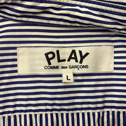 【中古品】【メンズ】 PLAY COMME DES GARCONS プレイコムデギャルソン STRIPE SHIRT WITH BLACK EMBLEM AZ-B008 ストライプシャツ ブラックエンブレム トップス 140-260810-ss-02-tei サイズ：L ※ボタン横破れ有 カラー：ストライプ 万代Net店