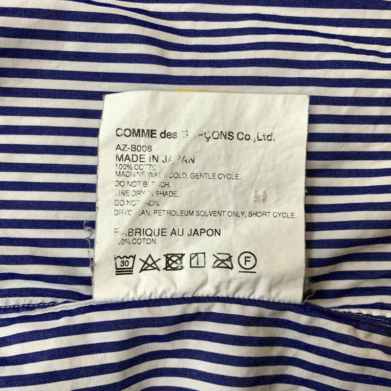 【中古品】【メンズ】 PLAY COMME DES GARCONS プレイコムデギャルソン STRIPE SHIRT WITH BLACK EMBLEM AZ-B008 ストライプシャツ ブラックエンブレム トップス 140-260810-ss-02-tei サイズ：L ※ボタン横破れ有 カラー：ストライプ 万代Net店