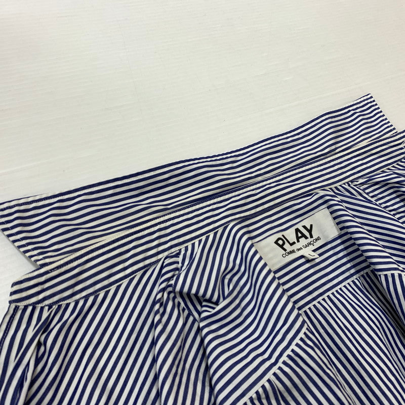 【中古品】【メンズ】 PLAY COMME DES GARCONS プレイコムデギャルソン STRIPE SHIRT WITH BLACK EMBLEM AZ-B008 ストライプシャツ ブラックエンブレム トップス 140-260810-ss-02-tei サイズ：L ※ボタン横破れ有 カラー：ストライプ 万代Net店