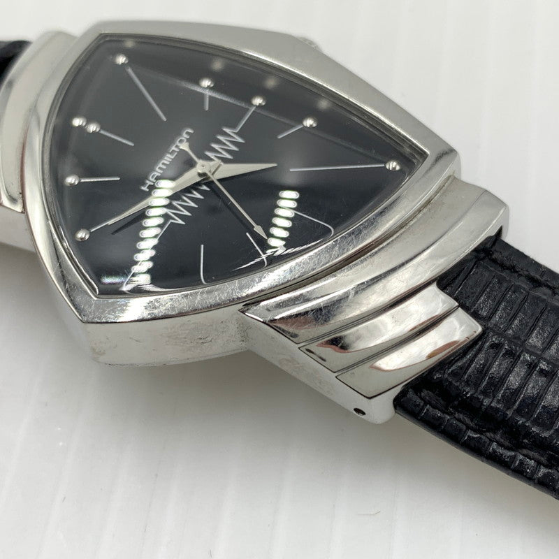 【現状渡し品】【メンズ】 HAMILTON ハミルトン VENTURA H244112 ベンチュラ クオーツウォッチ 腕時計 レザーベルト 197-260812-ko-12-tei カラー：ブラック 万代Net店