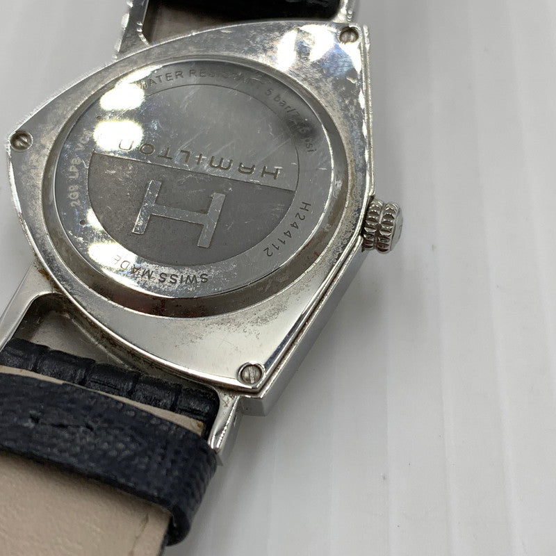【現状渡し品】【メンズ】 HAMILTON ハミルトン VENTURA H244112 ベンチュラ クオーツウォッチ 腕時計 レザーベルト 197-260812-ko-12-tei カラー：ブラック 万代Net店