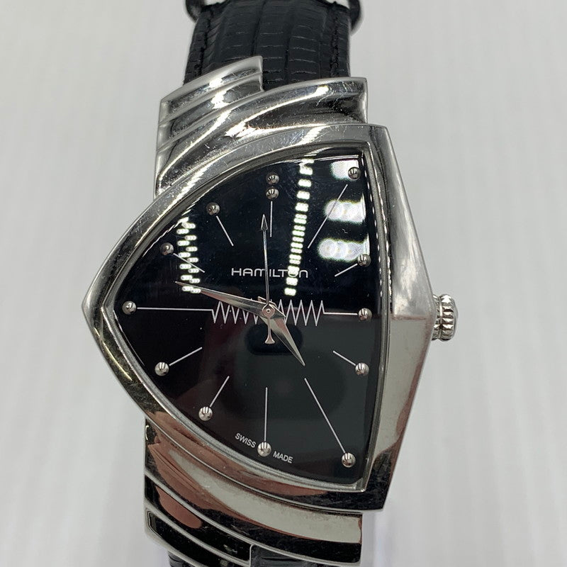 【現状渡し品】【メンズ】 HAMILTON ハミルトン VENTURA H244112 ベンチュラ クオーツウォッチ 腕時計 レザーベルト 197-260812-ko-12-tei カラー：ブラック 万代Net店