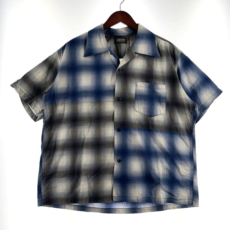 【中古品】【メンズ】 SUGAR CANE シュガーケーン OMBRE CHECK PRINT OPEN SHIRT SC39526 オンブレチェックプリント オープンシャツ 半袖 トップス 145-260806-yo-08-tei サイズ：M カラー：ブルー 万代Net店