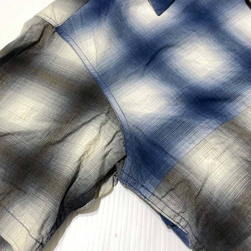 【中古品】【メンズ】 SUGAR CANE シュガーケーン OMBRE CHECK PRINT OPEN SHIRT SC39526 オンブレチェックプリント オープンシャツ 半袖 トップス 145-260806-yo-08-tei サイズ：M カラー：ブルー 万代Net店