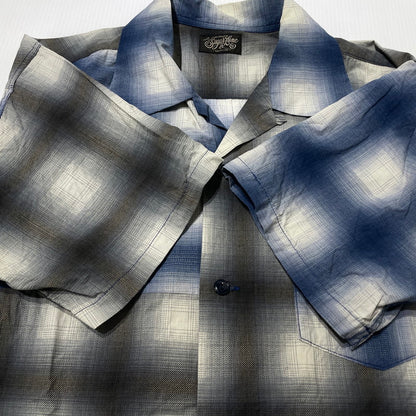 【中古品】【メンズ】 SUGAR CANE シュガーケーン OMBRE CHECK PRINT OPEN SHIRT SC39526 オンブレチェックプリント オープンシャツ 半袖 トップス 145-260806-yo-08-tei サイズ：M カラー：ブルー 万代Net店