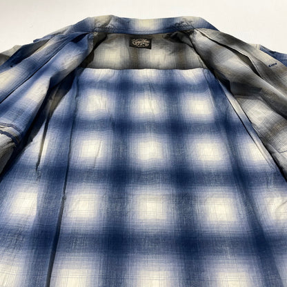 【中古品】【メンズ】 SUGAR CANE シュガーケーン OMBRE CHECK PRINT OPEN SHIRT SC39526 オンブレチェックプリント オープンシャツ 半袖 トップス 145-260806-yo-08-tei サイズ：M カラー：ブルー 万代Net店
