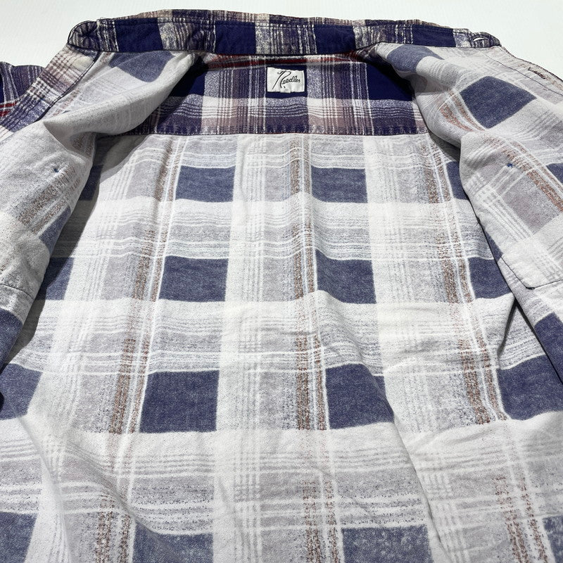 【中古品】【メンズ】 NEEDLES ニードルス FLANNEL SHIRT フランネルシャツ 長袖 トップス 白タグ 140-260806-yo-09-tei サイズ：L カラー：パープル系 万代Net店