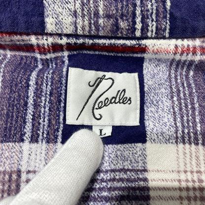 【中古品】【メンズ】 NEEDLES ニードルス FLANNEL SHIRT フランネルシャツ 長袖 トップス 白タグ 140-260806-yo-09-tei サイズ：L カラー：パープル系 万代Net店