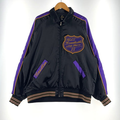【中古品】【メンズ】 NEEDLES ニードルス STADIUM JACKET - POLY SATEEN SX216 スタジアム ジャケット ポリサテン ライトアウター 140-260806-yo-10-tei サイズ：S カラー：ブラック/パープル 万代Net店
