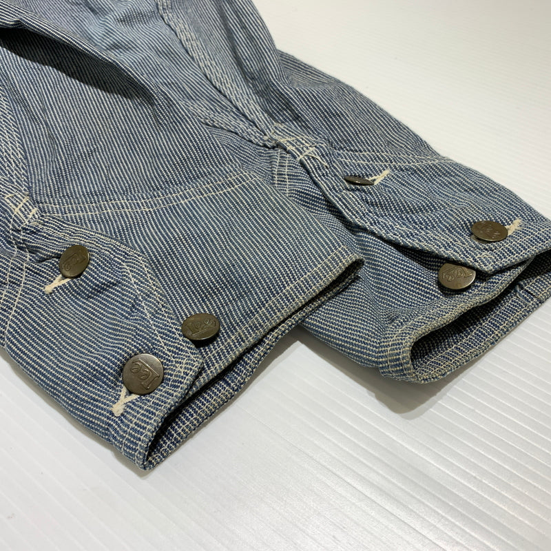 【中古品】【メンズ】 Lee リー COVER ALL 2412 カバーオール ライトアウター デニムジャケット 復刻 91-J 156-260809-ko-25-tei サイズ：36 カラー：ヒッコリー 万代Net店