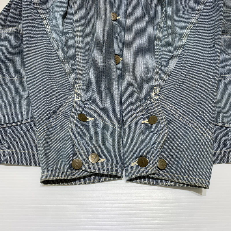 【中古品】【メンズ】 Lee リー COVER ALL 2412 カバーオール ライトアウター デニムジャケット 復刻 91-J 156-260809-ko-25-tei サイズ：36 カラー：ヒッコリー 万代Net店