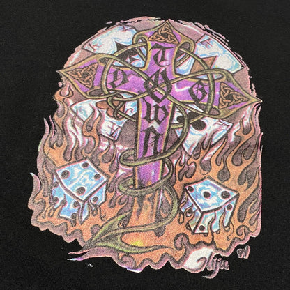【中古品】【メンズ】 DOGTOWN ドッグタウン 90’s CROSS DICE LOGO SWEAT SHIRT 90年代 クロス ディス ロゴ スウェット シャツ 長袖 トップス トレーナー 145-260809-sa-14-tei サイズ：M カラー：ブラック 万代Net店